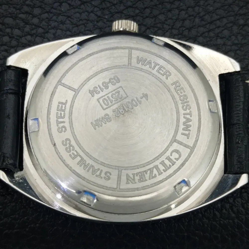 Vintage 1976 Citizen Manual Wound Mens Silver Watch & Gray accents